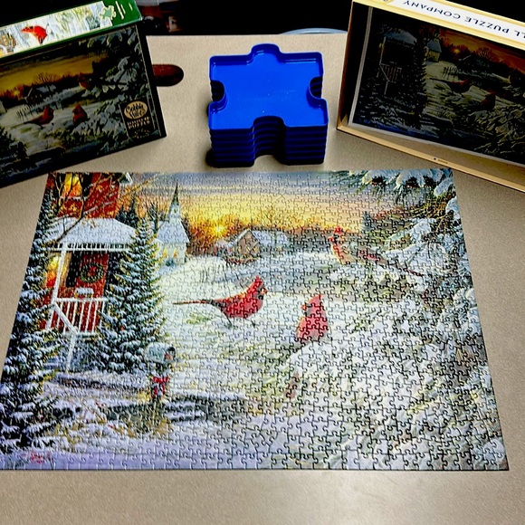 Cobble Hill 1,000 piece puzzle Sunset Cardinals - Picture 1 of 12